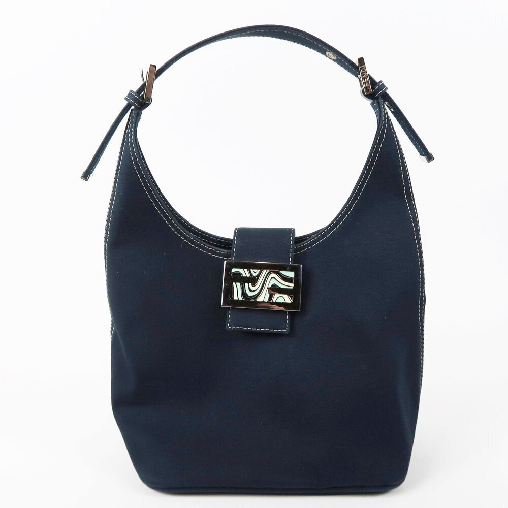 Fendi Italian Mamma Bucket bag marble Navy Blue Handbag shoulder designer